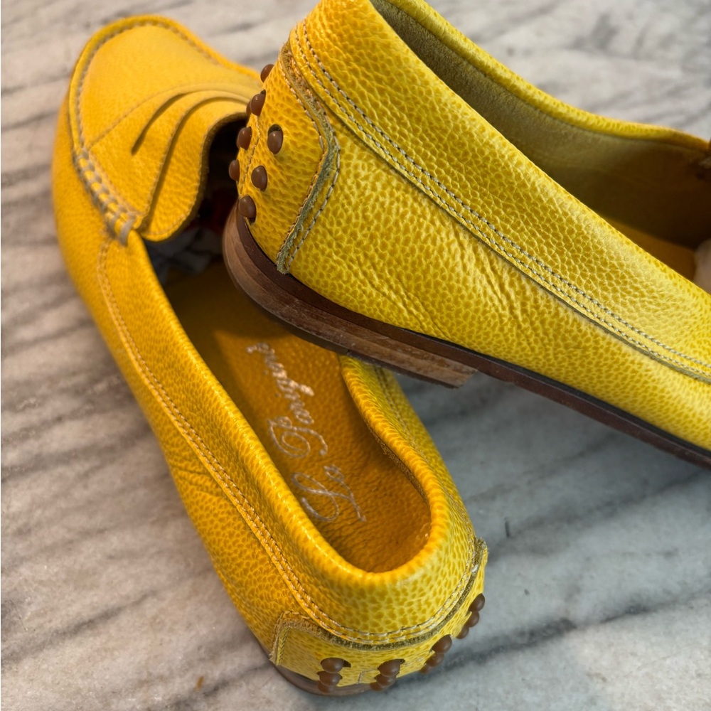 La Parigina golden yellow pebbled leather loafers Italian driving shoes size 8 - Picture 7 of 8